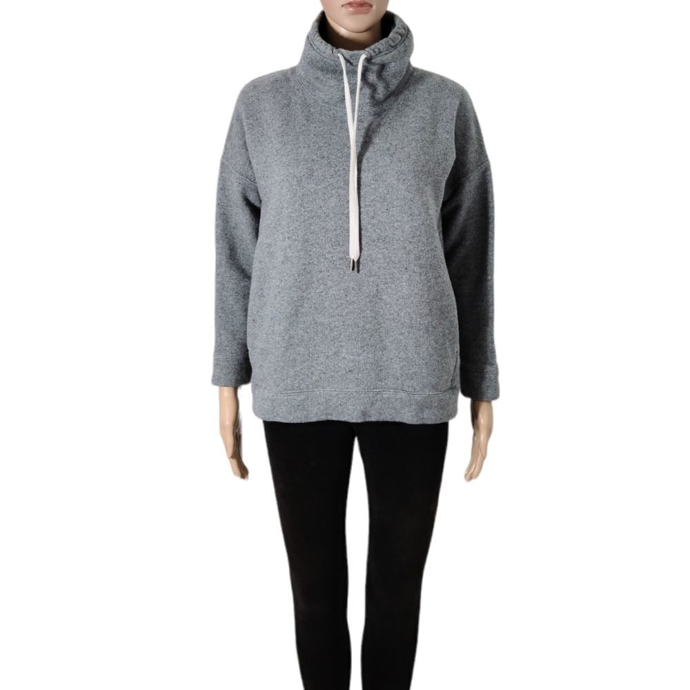 𝅺J Crew Grey Wool Blend Funnelneck Sweatshirt Cowl Neck Sweater Womens Size S